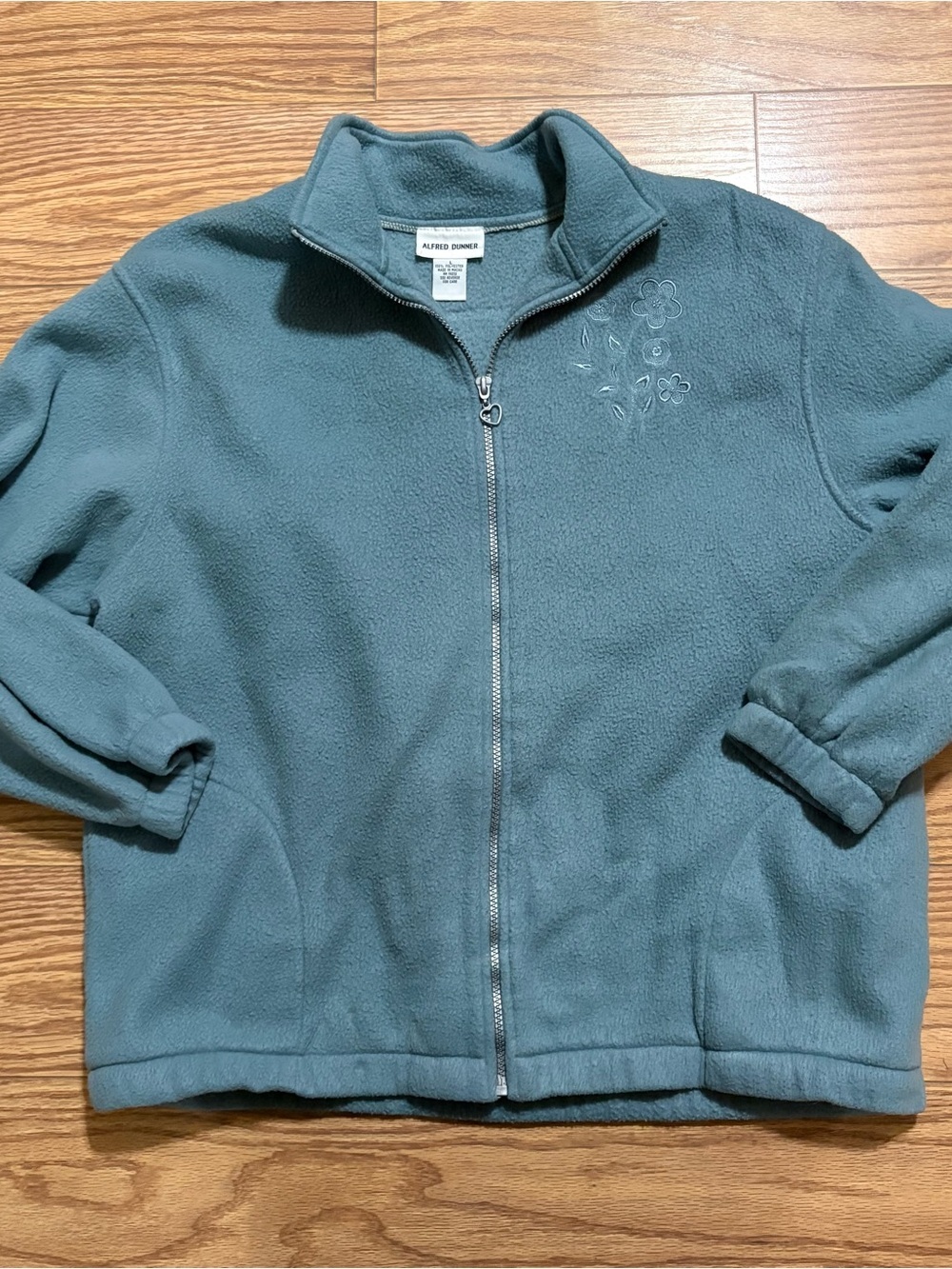Vintage Alfred Dunner Fleece Full Zip Embroidered Jacket Large Grannycore